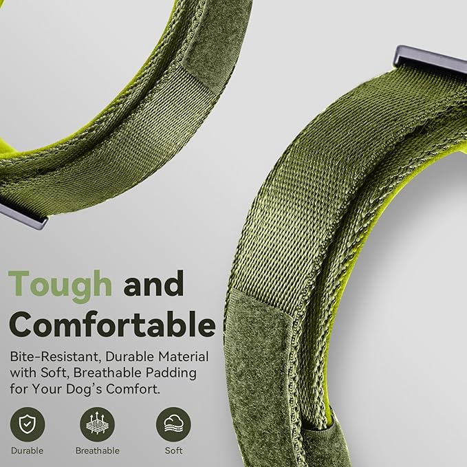 2025 Upgrade Waterproof AirTag Dog Collar, Military Tactical Dog Collar with AirTag Holder, Comfortable Control Handle and Metal Buckle, GPS Dog Collar Holder for Medium to Large Dogs (ArmyGreen, M)