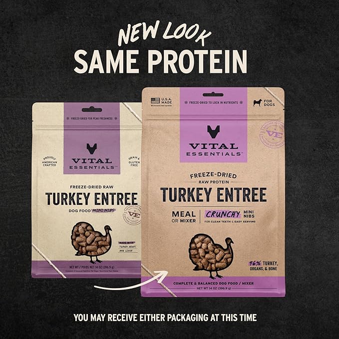 Vital Essentials® Freeze-Dried Raw Turkey Entree & Mixer Dog Food Crunchy Mini Nibs, 14 oz