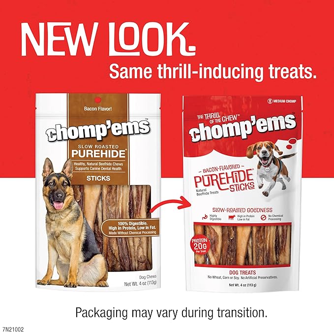 CHOMP 'EMS Ruffin' It 21002 Purehide Dog Chew, 5 oz