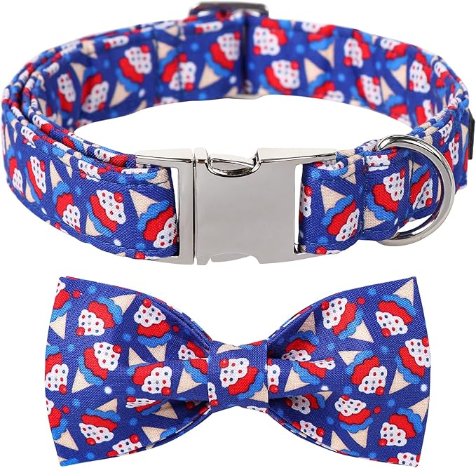 Lionet Paws Design Dogs Collar Cute Adjustable 4th of July Collars for Boy Male Small Medium Dogs with Sundae L