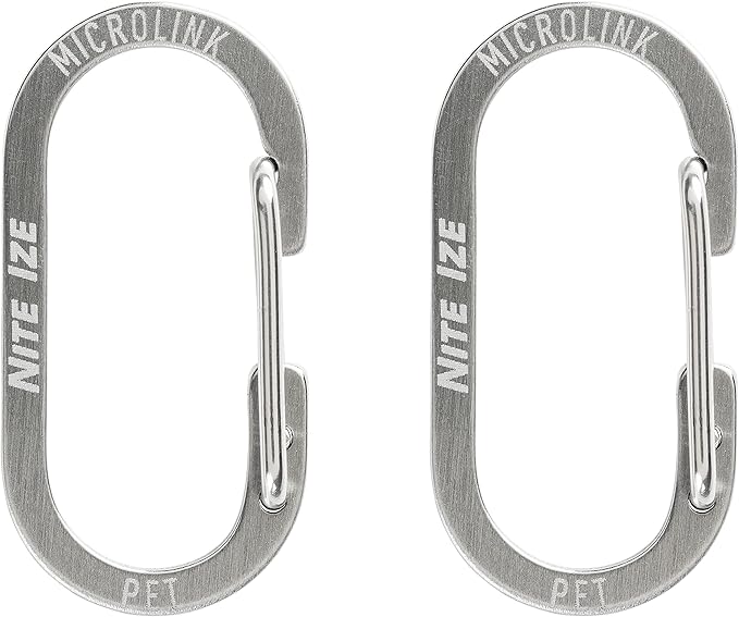 Nite Ize MicroLink Pet Tag Carabiner, Stainless Steel Cat and Dog Tag Clip, 2 Count (Pack of 1)