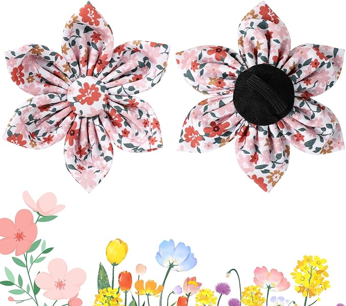 Cute Flower Dog Bowtie Collar, Detachable Flower Bow Puppy Collar with Metal Buckle for Dogs, Medium, Pink
