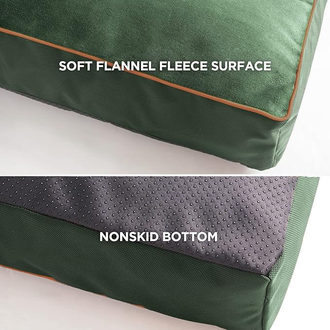 Bedsure Waterproof Dog Beds for Extra Large Dogs - 4 Inch Thicken Up to 100lbs XL Pet Mat Pillows with Removable Washable Cover, Green