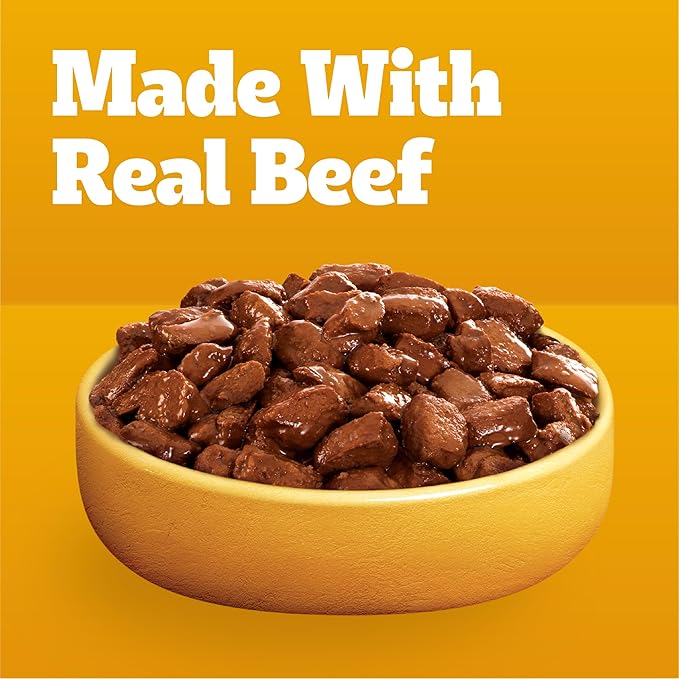 Pedigree High Protein Wet Dog Food Pouches, Beef and Pork Tenderloin Flavor Cuts in Gravy, 3.5 oz. Pouches, 16 Count