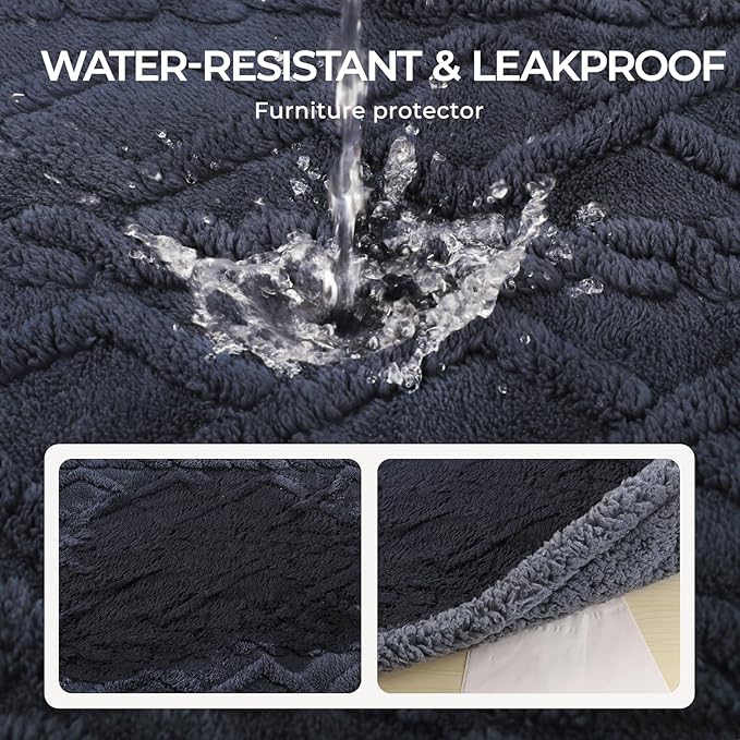Waterproof Pet Blanket, Liquid Pee Proof Dog Blankets for Sofa Bed Couch, Reversible Sherpa Fleece Furniture Protector Cover for Small Medium Large Dogs Cats,Dark Grey X-Large(85" x 57")