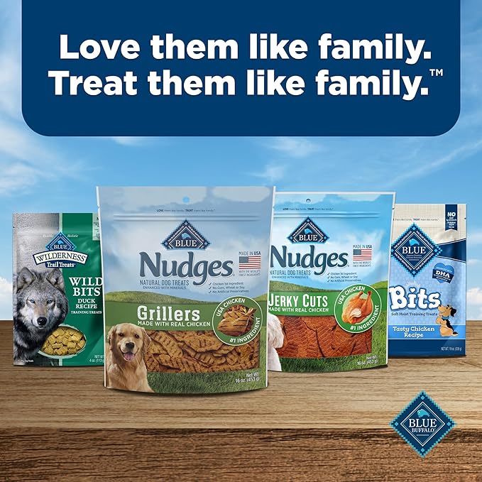 Blue Buffalo Nudges Grillers Natural Dog Treats, Made in the USA with Real Chicken, 16-oz Bag