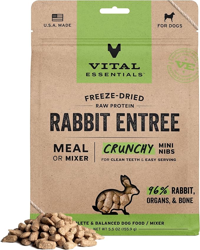 Vital Essentials® Freeze-Dried Raw Rabbit Entree & Mixer Dog Food Crunchy Mini Nibs, 5.5 oz