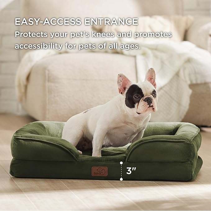 Bedsure Orthopedic Dog Bed for Medium Dogs - Waterproof Dog Sofa Beds Medium, Supportive Foam Pet Couch Bed with Removable Washable Cover, Waterproof Lining and Nonskid Bottom, Winter Moss
