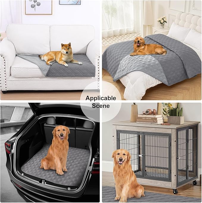 Smiry Waterproof Dog Blanket, 30x70 Inch Soft Pet Bed Cover Reversible, Washable Sofa Couch Furniture Protector for Small Medium Large Dog Puppy Cat, Grey/Light Grey