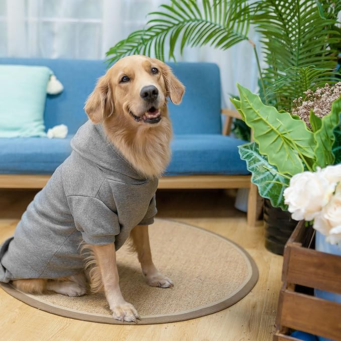 SCENEREAL Dog Hoodie Sweaters for Small Medium Large Size Dogs, Fleece Dog Sweatshirt with Hat and Pocket,Soft Cotton Cold Winter All Weather Dog Clothes for S to XL Sized Dogs,Grey (XS)
