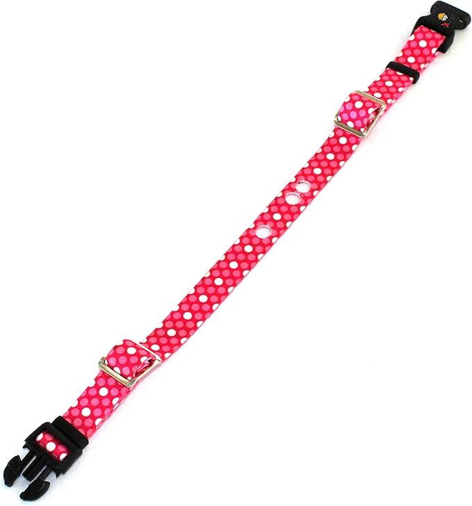 Extreme Dog Fence Replacement Containment and Training Collar Strap for Most Underground Electric Dog Fence Brands - Pink Dots (Large: 18" - 27" x 1")
