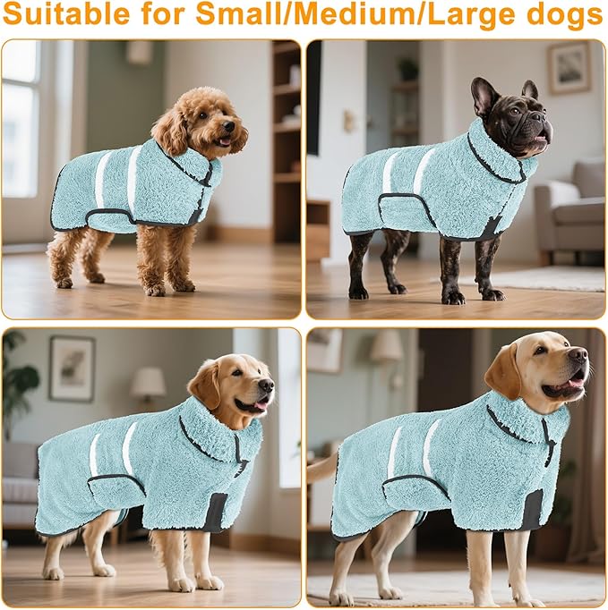 Bienbee Dog Bathrobe, Quick Drying Super Absorbent Dog Robes for After Bath, Warm Keeping Dogs Towel, Dogs Bath Supplies, Light Green XXL