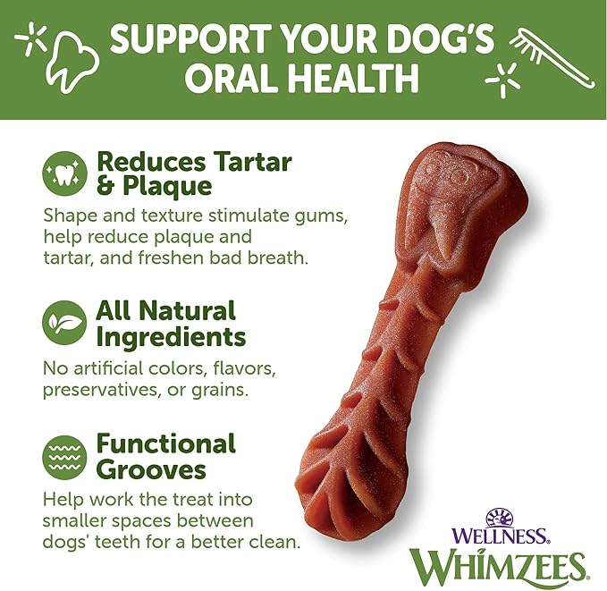 Wellness WHIMZEES Value Box Dog Dental Treats, Natural Chews, Small Size, (89 Count)