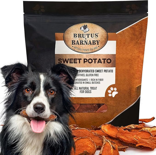 Sweet Potato Slices For Dogs - Single Ingredient Grain Free Dog Treats, Best High Anti-Oxidant Healthy 100% Natural Thick Cut Dried Sweet Potato Dog Treats With No Added Preservatives (14oz)