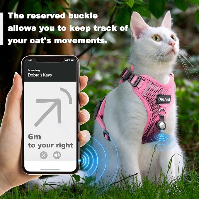 Kitten Harness and Leash Seat, The Upgrade Can be Adjusted in Four Directions and Breathable Cat Harness for Anti Escape That can be Fitted and Positioned, Reflective Strips Harness, Pink, XXS