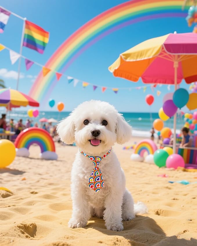 PET SHOW 10 Pack Pride Month Small Dog Ties Neckties for Doggies Cats Rainbow Neck Ties Bowties Girl Boy Pets LGBT Costumes Puppy Adjustable Holiday Grooming Accessories Wedding Party Gift Favor