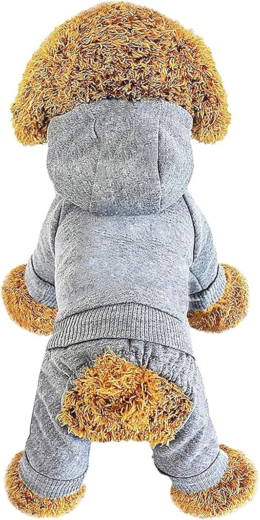 LifeWheel Dog Hoodie, Pet Jumpsuit Fleece Sweatshirt with Buttons, Clothes, Cold Weather Coats, Pajamas, Winter Warm Cotton Puppy Hoodie 4 Legs Clothes for Small Medium Large Dogs Cats Boy Girl Grey