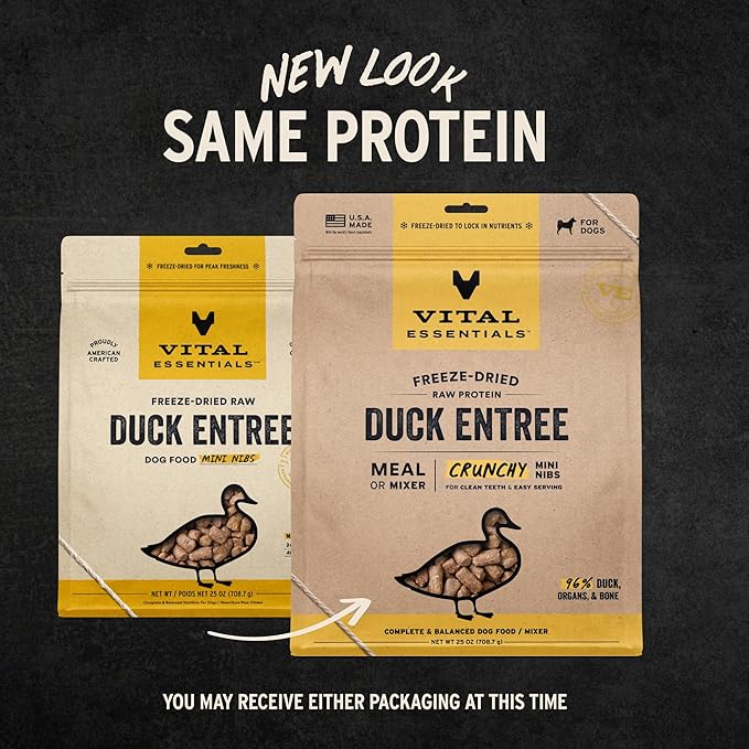 Vital Essentials® Freeze-Dried Raw Duck Entree & Mixer Dog Food Crunchy Mini Nibs, 25 oz
