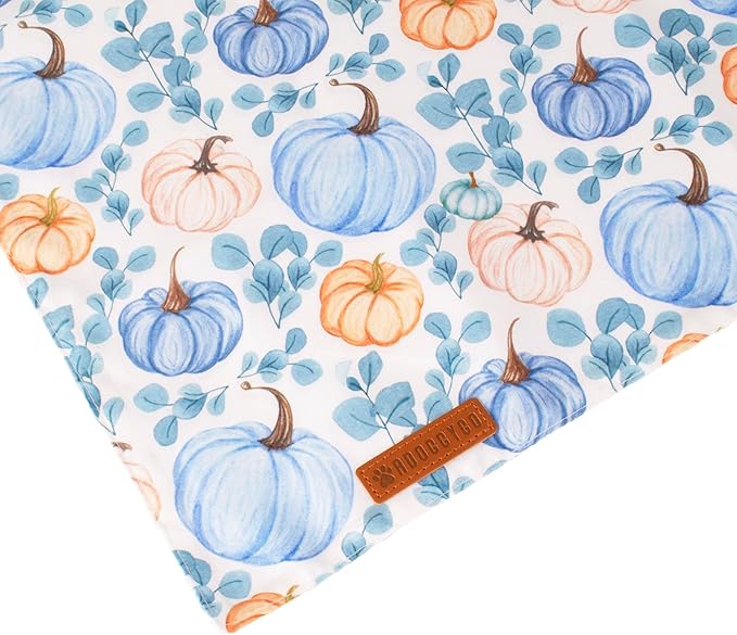 ADOGGYGO Thanksgiving Dog Bandana, Fall Leaves Pumpkin Pet Scarf, Premium Durable Fabric, Adjustable Fit Puppy Thanksgiving Bandanas for Small Dogs Pets (Small)