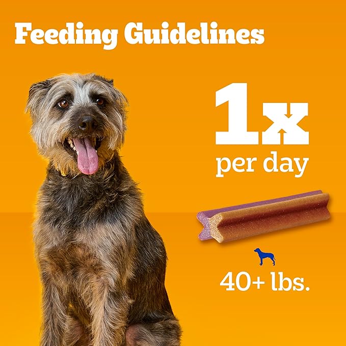 Pedigree Dentastix Dual Flavor Large Breed Dog Treats, Bacon & Chicken, 1.47 lb. Bag (32 Treats)