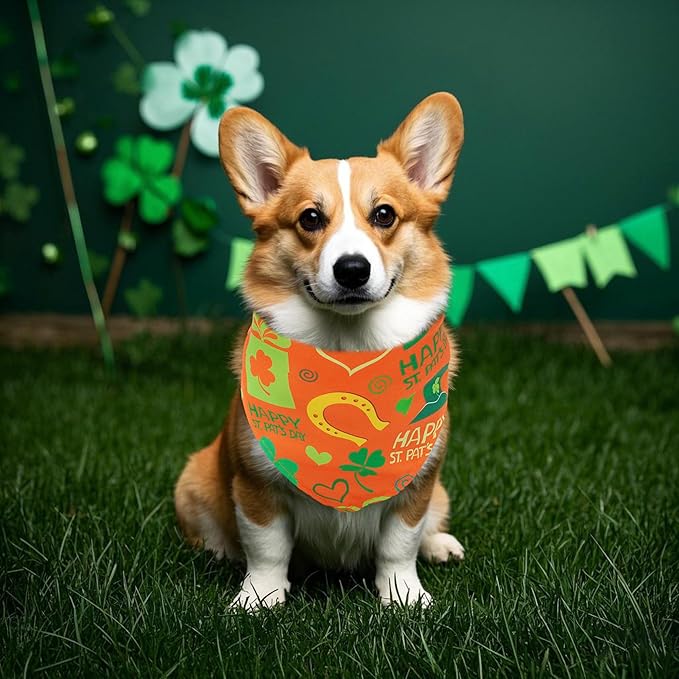 St. Patricks Day Dog Bandanas for Medium Dog Breed 7 Pcs Small Dog Bandanas 25 Inch Adjustable Dogs Scarves Grooming M