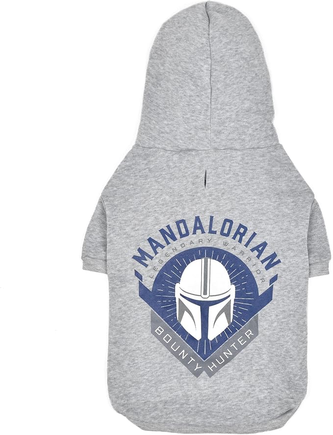 STAR WARS for Pets The Mandalorian Hoodie for Dogs with Leash Attachment Hole, Extra Large| STAR WARS Apparel for Dogs | Cozy Hooded Sweatshirt for Dogs, Gifts for STAR WARS Fans Grey