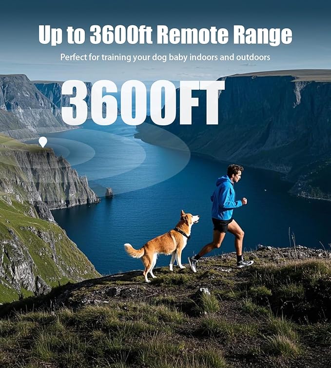 Dog Training Collar with Remote 3600Ft - Shock Collar for Barking Control, 4 Modes(Beep/Vibe/Static), IPX7 Waterproof for Swimming, 30-Day Rechargeable Battery, Adjustable for Small to XL Dogs