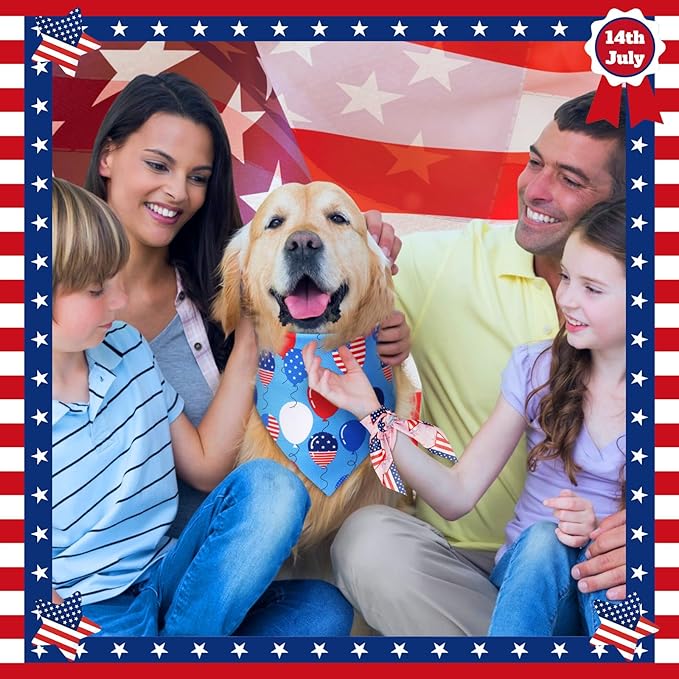 Sumind 100 Pieces Patriotic Dog Bandanas Bulk Bibs Triangle Scarf Star Bandanas for Dogs with Independence Day Patterns for Independence Day Pet Costume Accessories Decoration(Large)