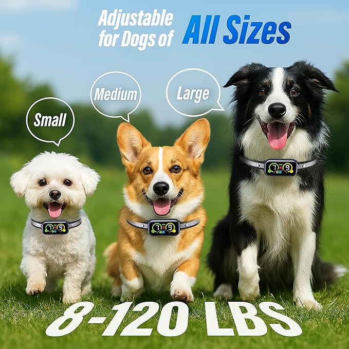 Dog Bark Collar for Large Medium Small Dogs, Smart Barking Collar, Effective No Bark Collar with Adjustable Beep Vibration Correction Modes, Automatic Anti Barking Device, IP67 Waterproof, Black