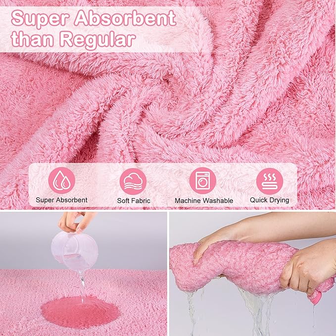 Bienbee Soft Dog Bathrobe,Super Absorbent & Quick-Drying Dog Robe with Hood, Cozy Drying Coat for After Bath, Pink M