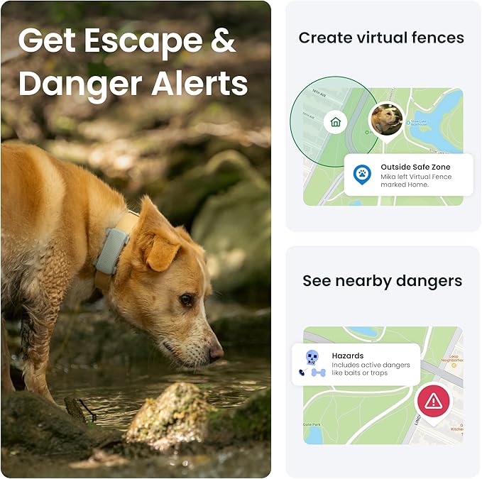 Tractive GPS Dog Tracker (2025 Release with Free 6 Month Subscription) | Real-time Pet Location Tracker | Health & Wellness Alerts | Virtual Fence for Dogs | Bark Monitoring (Mint)