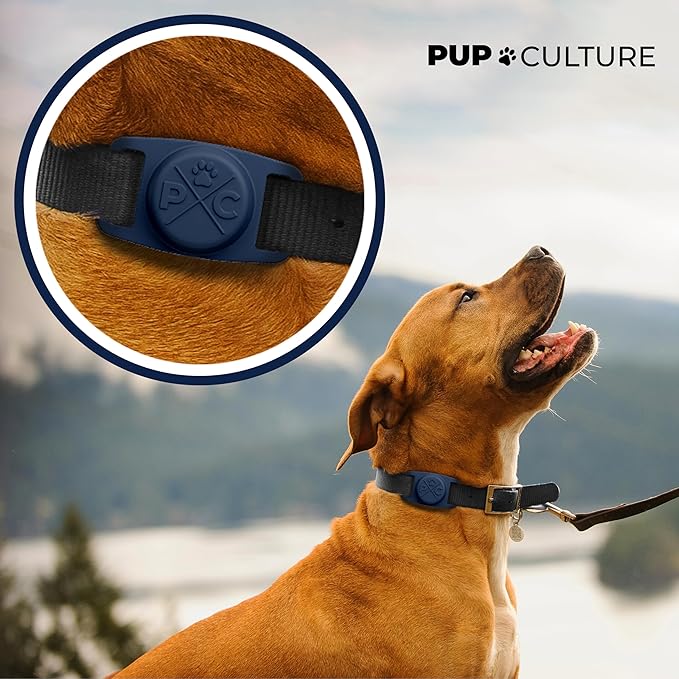 Pup Culture AirTag Dog Collar (2 Pack) | Durable & Protective Dog AirTag Holder - Track Your Pet Using Apple AirTag Technology - Dog Collar AirTag Holder