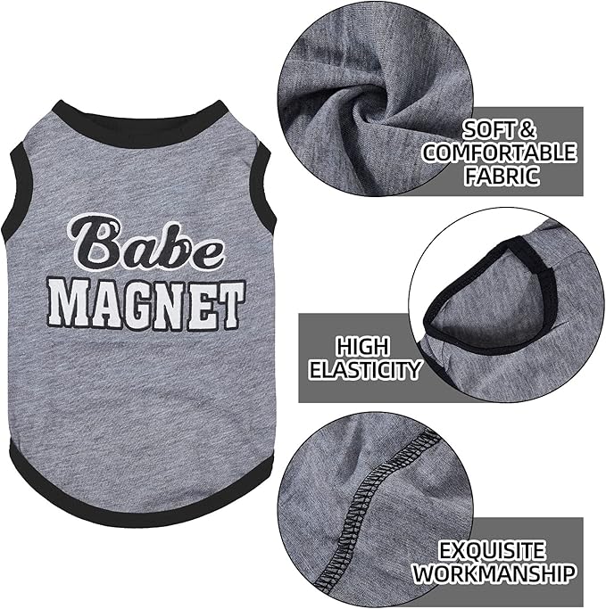 Saintrygo 8 Pieces Dog Shirts Pet Printed Clothes with Funny Letters Summer Pet T Shirts Cool Puppy Breathable Dog Outfit Soft Sweatshirt Cats(Classic Pattern,X- Large)
