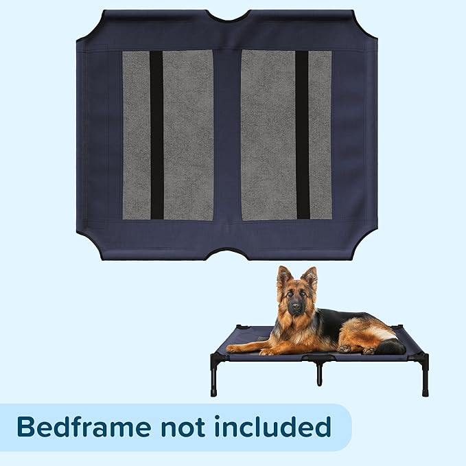 PETMAKER Elevated Dog Bed Cover - 36x30-Inch Replacement Pet Bed Cover with Mesh Panel - for Indoor/Outdoor Use - Dog Cot Not Included (Blue)