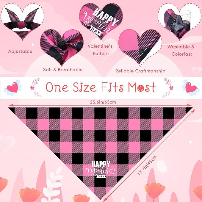 Sweetude 100 Pcs Wedding Plaid Dog Bandanas Bulk with Sayings Mother's Day Pet Scarf Bibs Adjustable Washable Kerchief Holiday Pet Costume Accessories Grooming Supplies for Small Large Cat Dog