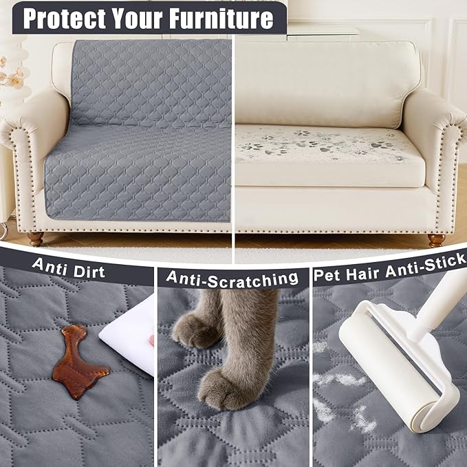 Smiry Waterproof Dog Bed Cover Blanket, Soft Reversible Pet Blanket, Washable Leakproof Cats Dogs Couch Cover for Sofa, Couch, Furniture (30x70 Inch, Grey/Dark Grey)