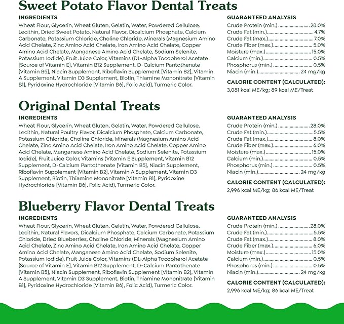 Greenies Regular Dental Dog Treats, 3-Flavor Variety Pack, (3) 12 oz. Pouches, 36 Total Treats