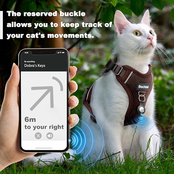 Kitten Harness and Leash Seat - Escape Proof Adjustable Cat Harness, Comfortable Soft Lightweight, Use Safe & Easy, Walking Travel Kitten Harness for Small Medium Large Cats, Brown, XXS(1-3lb)