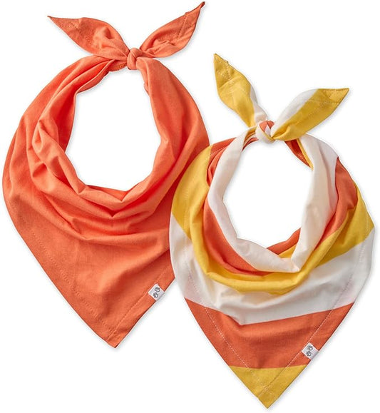 Multipack 100% Organic Cotton Pet Bandanas for Small, Medium and Large Dogs, Candy Corn, Medium/Large