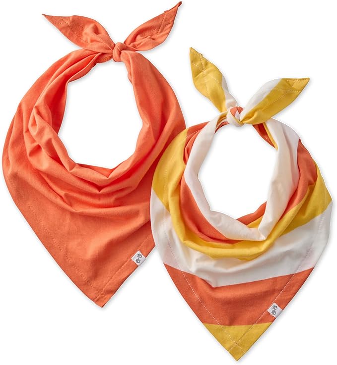 Multipack 100% Organic Cotton Pet Bandanas for Small, Medium and Large Dogs, Candy Corn, X-Small/Small