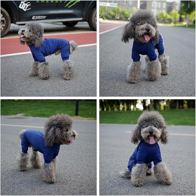 LoveLongLong Dog Jumpsuit with UV Protection and Quick-Dry Fabric for Spring Summer Pet Pajamas Navy Blue L