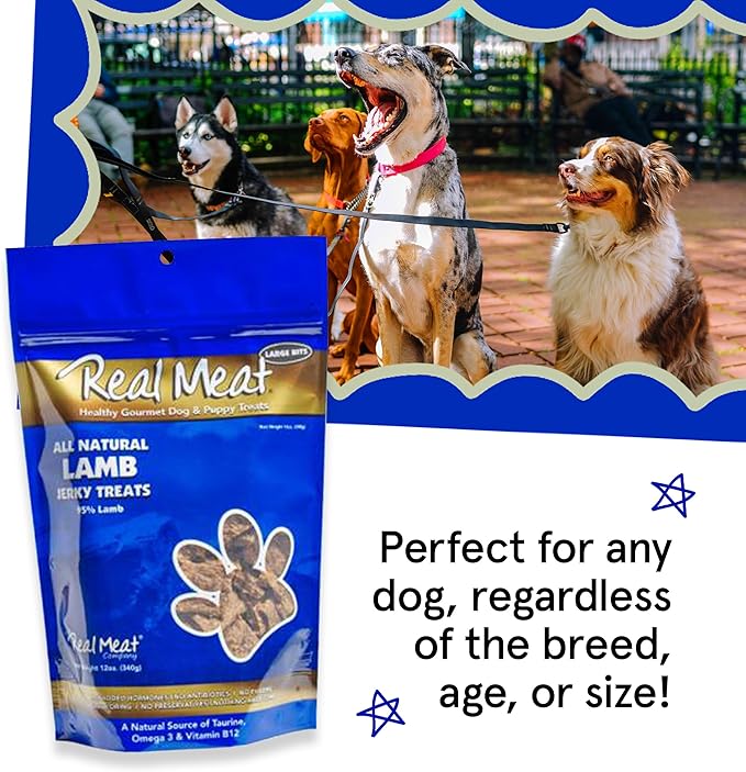 Real Meat Dog Treats - 12oz Bag of Bite-Sized Air-Dried Lamb Jerky for Dogs - Grain-Free Jerky Dog Treats, Free-Range, Grass Fed Lamb - All-Natural High Protein