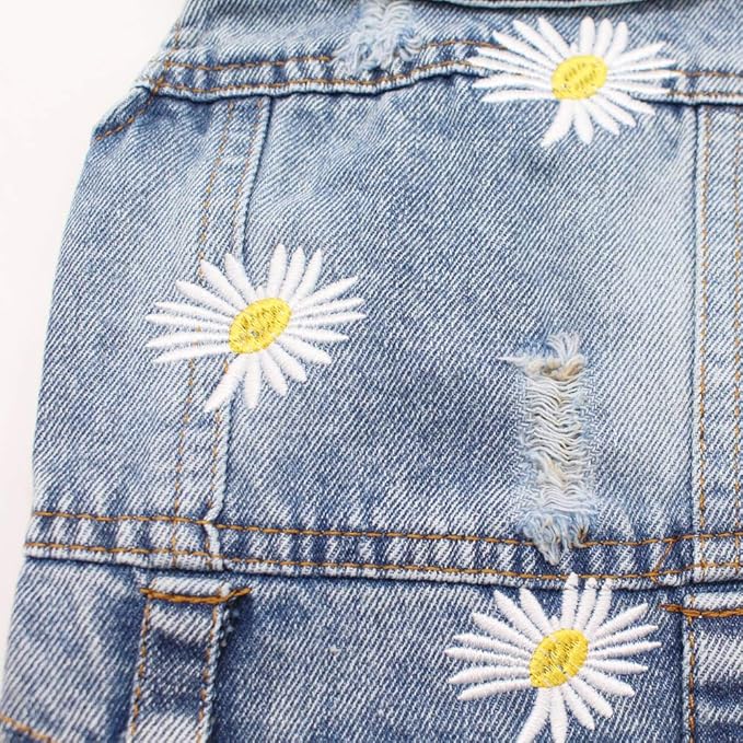 Pet Clothes Denim Dog Costume Summer Cowboy Vest Daisy Shirt Jeans Jacket Puppy Clothing for Chihuahua Yorkies