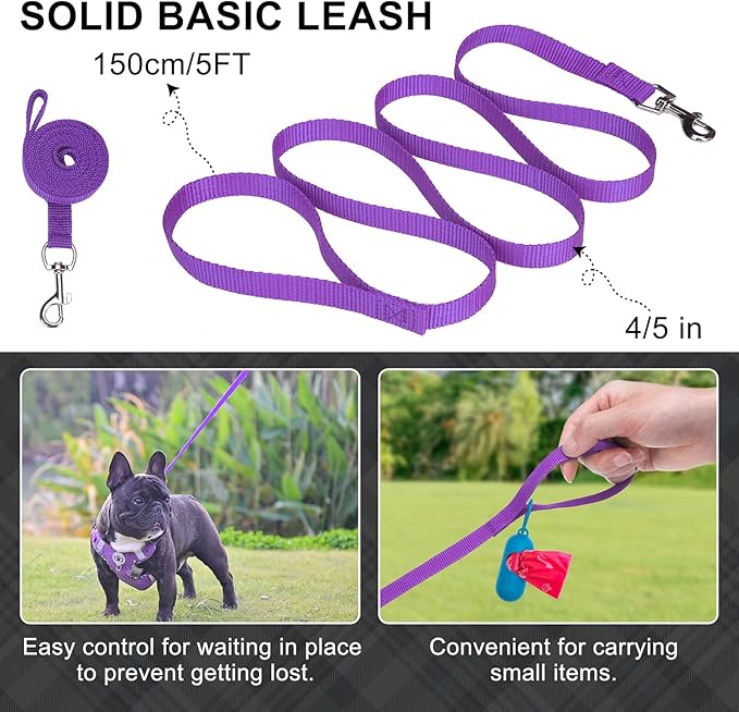 BEAUTYZOO Step in Dog Harness Collar and Leash Set for Small Medium Large Dogs, No Pull No Choke Puppy Harness, Soft Mesh Reflective Pet Padded Vest Adjustable for Doggie Girl or Boy,French Bulldog