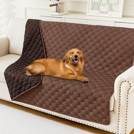 Smiry Waterproof Dog Bed Cover Blanket, Soft Reversible Pet Blanket, Washable Leakproof Cats Dogs Couch Cover for Sofa, Couch, Furniture (52x82 Inch, Brown/Chocolate)