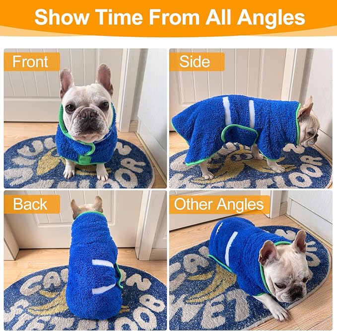 Super Absorbent Dog Towel - Large Quick Drying Robe for After Bath, Soft Adjustable Coat to Keep Dog Warm (S-XXL)
