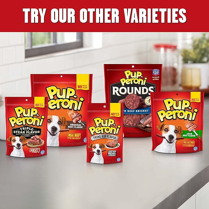 Pup-Peroni Dog Treats, Triple Steak Flavor, 22.5 Ounce, Ribeye, Top Sirloin, NY Strip Flavors (Pack of 2)