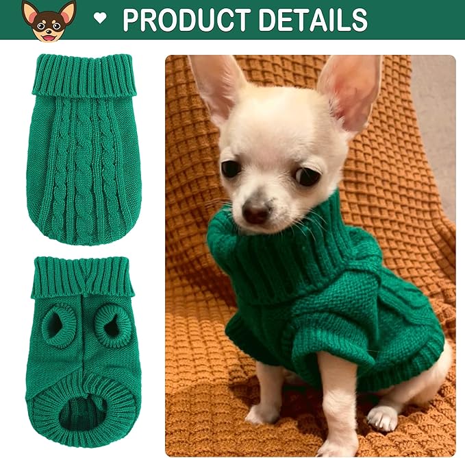 Winter Dog Clothes for Small Dogs XS Dog Sweater Teacup Dog Clothes 2 Pieces Knitted Dog Sweaters Fall Chihuahua Yorkie Winter Warm Puppy Pet Cat Sweater Outfits Xs