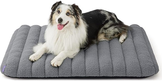 Lesure Cute Orthopedic Dog Bed Large Sized Dog, Waterproof Chic Flat Pet Beds with Removable Washable Cover, Fuzzy Thick Egg Crate Foam Pet Mat for Indoor Use (36" x 27", Grey)