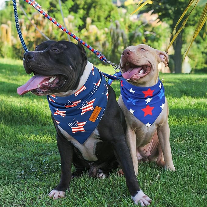 Vehomy 3-Pack Independence Day Dog Bandana 4th of July Puppy Bandanas Reversible Pet Bandanas Stars Stripes Flag Dog Scarfs Cat Triangular Bibs Pet Scarves for Small Medium Large Dogs XL